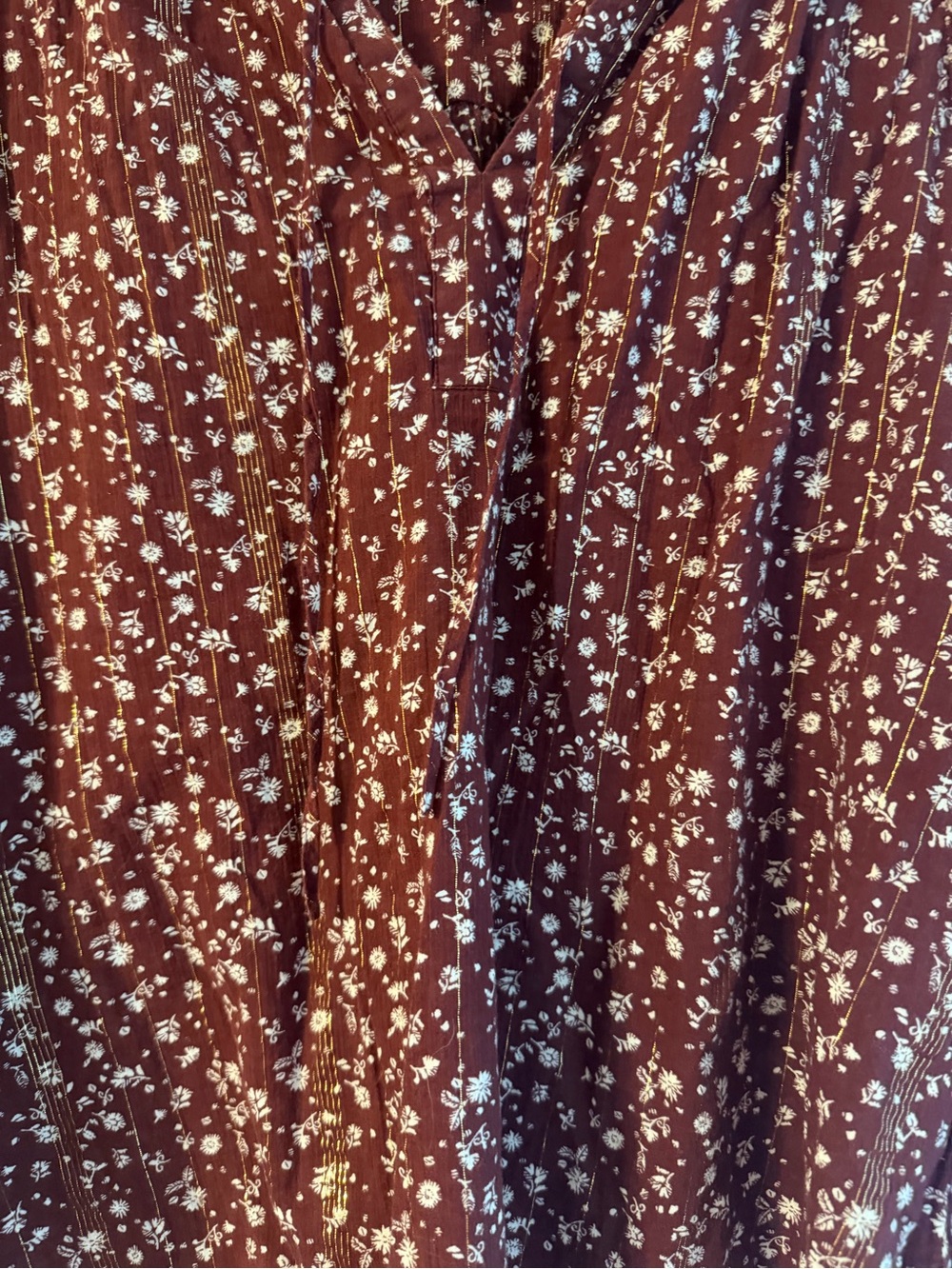 LOFT Maroon Floral V-Neck Blouse - Picture 2 of 3
